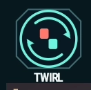Close-up of the circular Twirl button